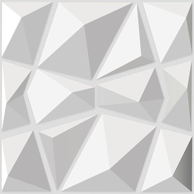 Art3d Decorative 3D Wall Panels in Diamond Design, 11.8"x11.8" Matt White (33 Pack) by Art3d