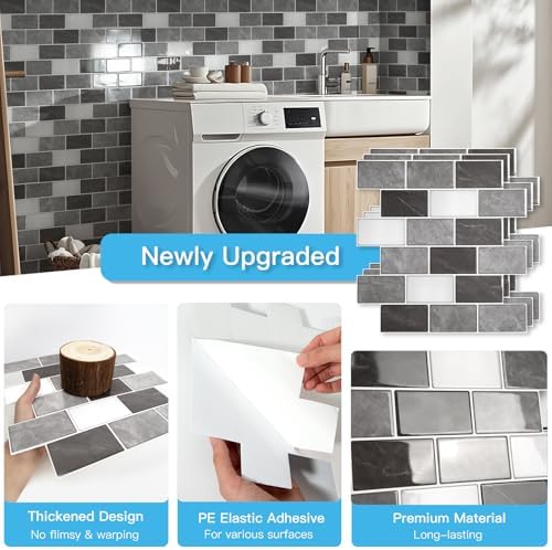 Art3d 10-Pack Subway Tiles Peel and Stick Backsplash, Granite, 12 x 12 Inch - Image 5