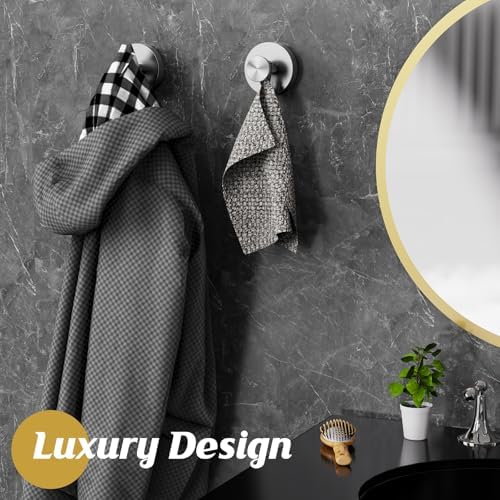 MOTAIPEAK Suction Cup Hooks for Shower,Removable Shower Towel Suction Hooks for Bathroom Wall,Kitchen,Glass,Mirror,Tile to Hang Robes,Loofah-Silver(4-Pack) - Image 6