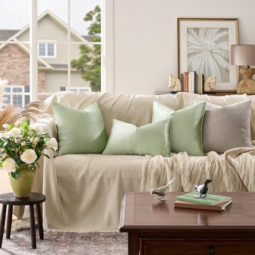 GIGIZAZA Sage Green Velvet Throw Pillow Covers 20x20 Pack of 2 - Image 6