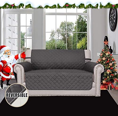 Easy-Going Reversible Couch Cover, 2 Cushion Sofa, Loveseat, Gray/Ivory - Image 2