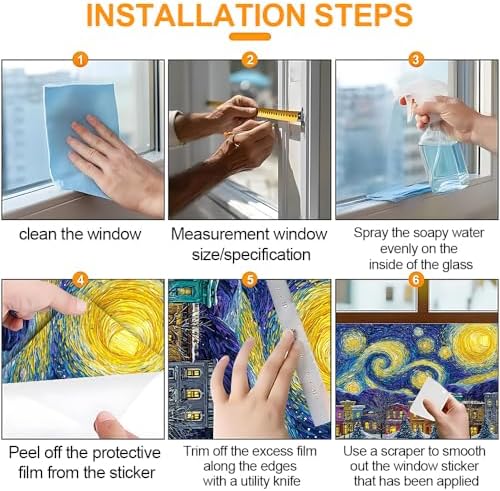 Cmialusie Starry Town Window Film 17.3 x 39.3 Inch Cling - Image 6