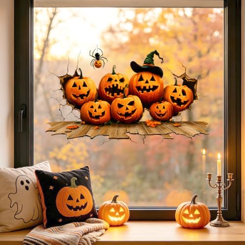 Pumpkin Wall Decals Peel and Stick Halloween Wall Stickers, Jack O Lantern Removable Vinyl Wall Decor, Cute Pumpkin Wall Art for Kids Bedroom Living Room Classroom Window Halloween Party Decorations - Image 4