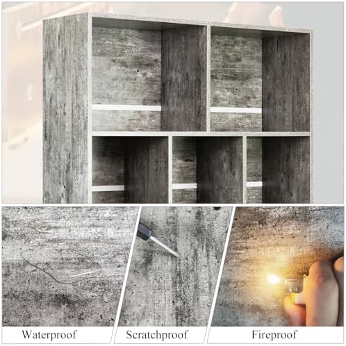 LEYAOYAO Cube Bookshelf, Mid-Century Modern Book Shelf with Legs,Dirty Grey - Image 5