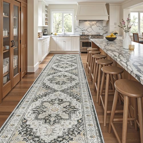 Madane Hallway Runner Rug 3x14 Washable Kitchen Runners Long, Black - Image 2