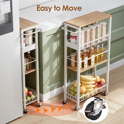 Slim Rolling Storage Cart, 4 Tier Narrow Storage Cart, 7.1in(W) - Image 4