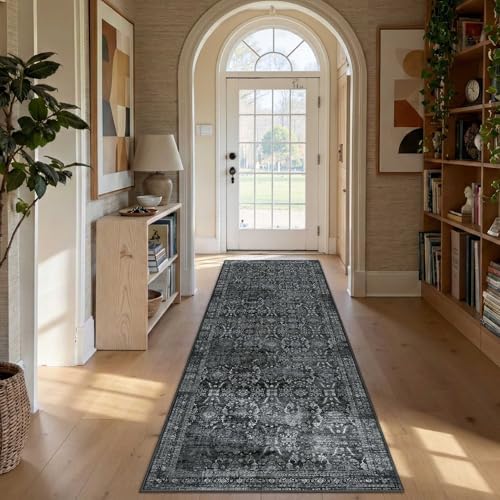 Rugxara 2x6 Washable Runner Rug for Hallway Kitchen Entryway, Black - Image 3