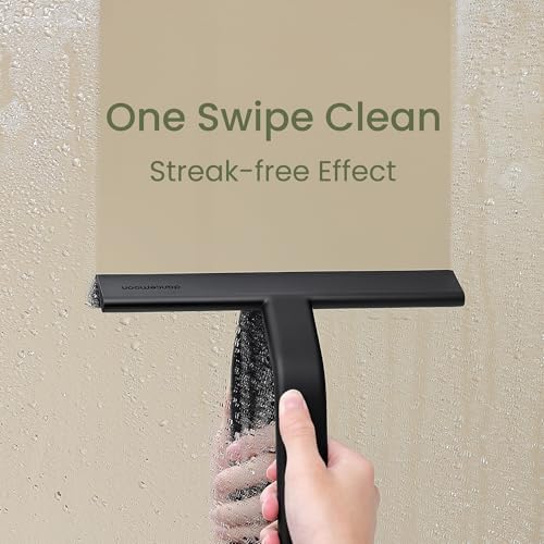dancemoon JustHang Shower Squeegee with Built-in Hook, 10-Inch Black - Image 2