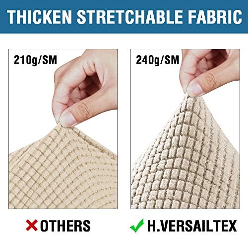 H.VERSAILTEX 3 Piece Stretch Sofa Covers for 2 Cushion Sofa Couch Covers for Living Room Sofa Slipcovers (Base Cover Plus 2 Seat Cushion Covers) Thicker Jacquard Fabric(Large Sofa, Natural) - Image 5