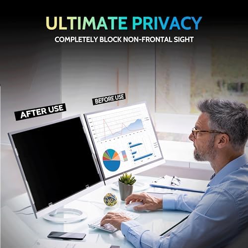 Peslv [2 Pack] 32 Inch Privacy Screen for Computer Monitor 16:9 Aspect Ratio, Eye Protection Anti Blue Light Glare Shield, 32inch Removable Black Blackout Anti Spy Desktop Security Private Filter - Image 2