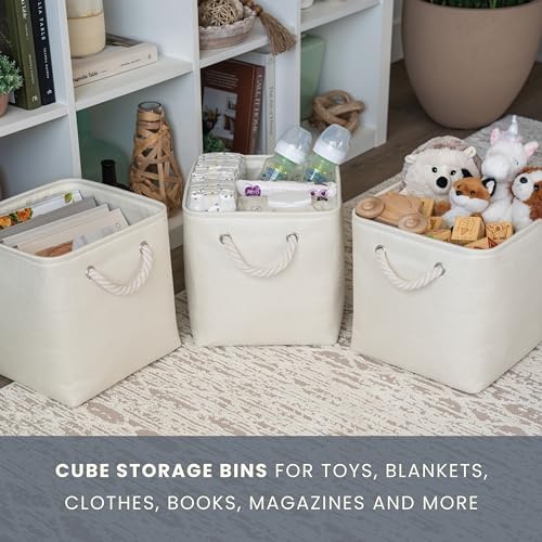 OrganiHaus 12x12 Cube Storage Bins, 4-Pack Fabric Cubes, Rope Handles - Image 6
