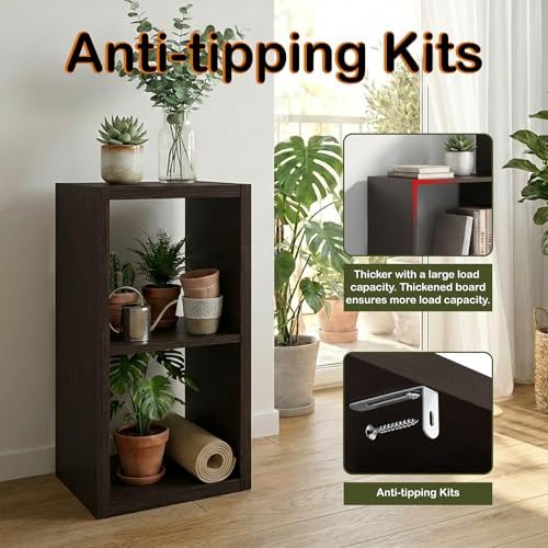 WannabeMyself【2026 Wooden Thick Frame】 2 Cube Storage Organizer with Anti-Tipping Kits, Reversible Open Back Book Shelf,Bookcase for Living Room,Bedroom,Entrance Hall,Office,11.6×24.7×13.1,Chocolate - Image 5