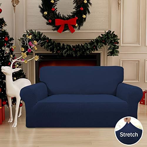 Easy-Going Stretch Loveseat Couch Covers Washable Navy - Image 2
