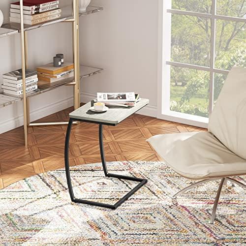 SRIWATANA Light Grey C Shaped Side Table, End Table for Sofa Couch Bedside - Image 4