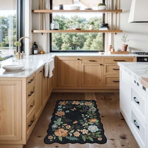 Lahome Floral Entryway Rug Indoor, 2X3 Soft Washable Kitchen Rug Non Slip - Image 3