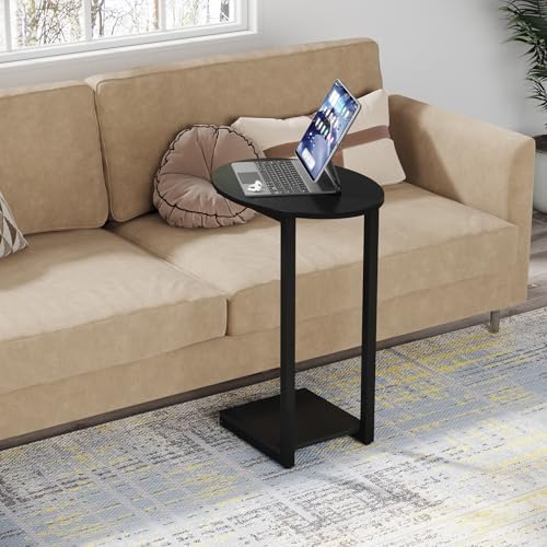 Hosfais Small Side Table End Table, C-Shaped Wood Coffee Table TV Tray for Eating Couch Tables for Small Space, Living Room, Bedroom, Couch (Black 2 Pack) - Image 6
