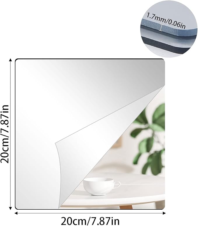 8'' x 8'' x 0.07'' x 6Pcs Acrylic Mirror Tiles for Walls Decor - Image 2