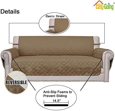 Easy-Going Reversible Couch Cover, 2 Cushion Sofa, Camel/Ivory - Image 3