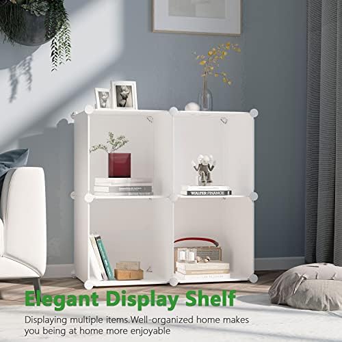 C&AHOME Plastic Cube Storage Organizer, 4-Cube Shelves Units, Milky - Image 2
