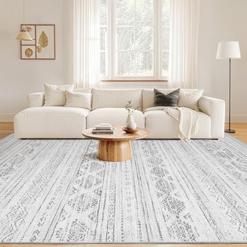Nakagishi 9x12 Area Rug Living Room: Washable Boho Large Neutral Soft Farmhouse Modern Rugs Stain Resistant Moroccan Non-Slip Indoor Carpet for Bedroom Nursery Kids Office Dining Room- Dark Grey - Image 5