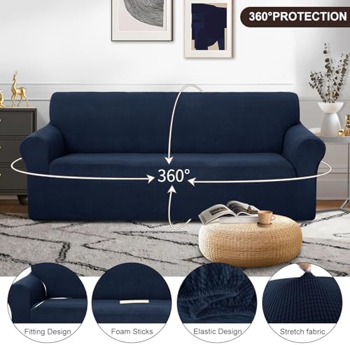 U-NICE HOME Oversized Stretch Couch Cover Slipcover, Navy - Image 3