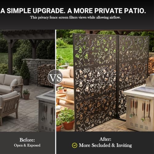 72" Outdoor Privacy Screen, Decorative Metal Privacy Fence Panels - Image 6