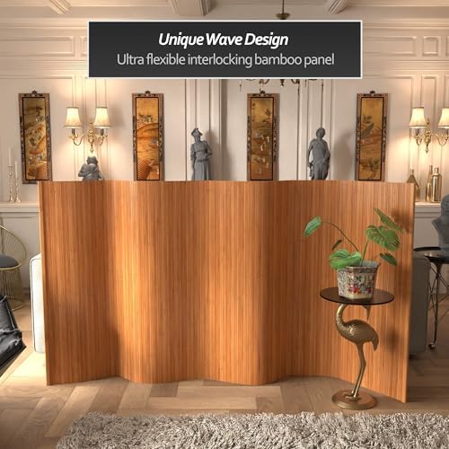 Red Lantern 4 ft. Short Bamboo Wave Screen - Natural - Image 2
