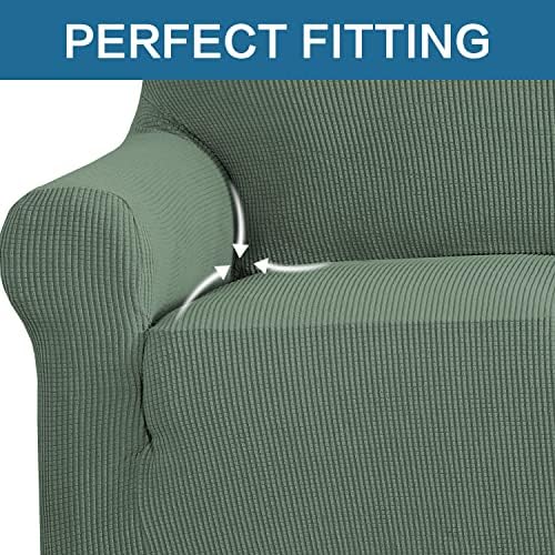 H.VERSAILTEX High Stretch Armchair Cover 1-Piece Rich Jacquard Chair Covers for Living Room Spandex Fabric Sofa Cover for Dogs Stay in Place Machine Washable (Armchair 31"-40": Loden Frost) - Image 5