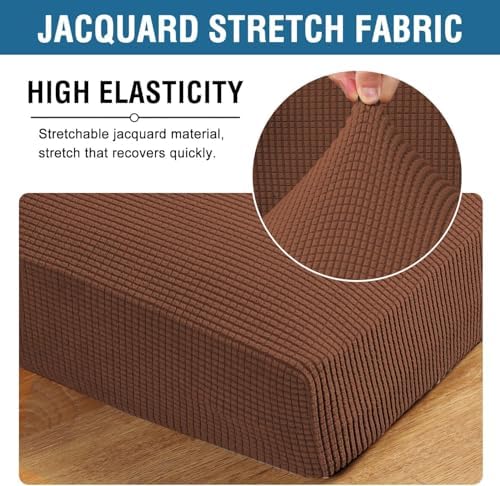 H.VERSAILTEX Super Stretch Individual Chaise Cover Sectional Couch Covers for L Shaped Sofa Both Left/Right Featuring Thick Jacquard Textured Twill Fabric (1 Piece Chaise Cover, Caramel) - Image 4