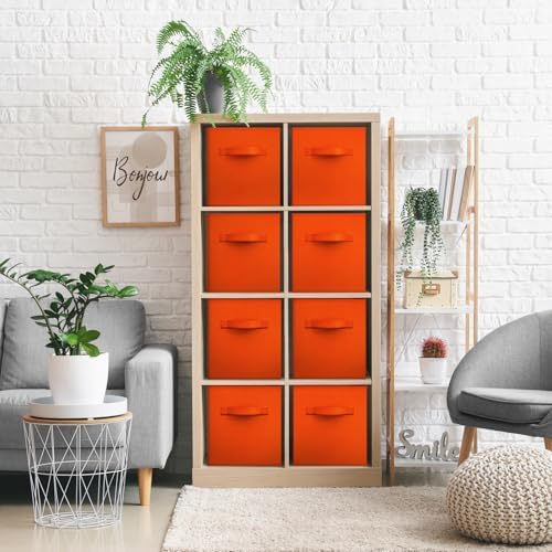 Sorbus Fabric Storage Cubes, 8 Pack, with Handles (13 Inch, Orange) - Image 6