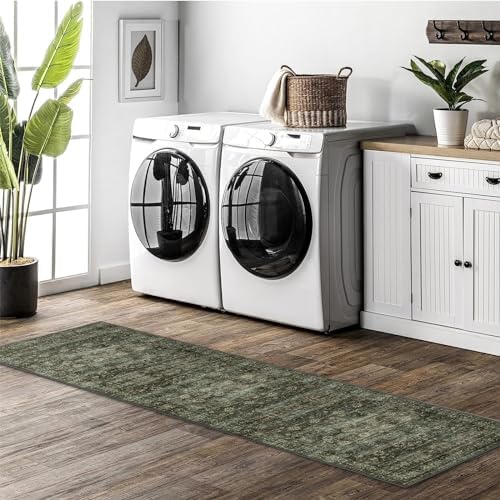 Moynesa Ultra-Thin Washable Teal Non Slip Bathroom Rug - 2x6 Laundry Room Mat, Machine Washable Non-Slip Pet Friendly Carpet Runner for Camper RV Foyer Kitchen Hallway - Image 3