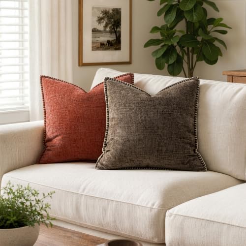 MIULEE Decorative Couch Throw Pillow Covers 18x18 Inch Brown 2 Pack - Image 4