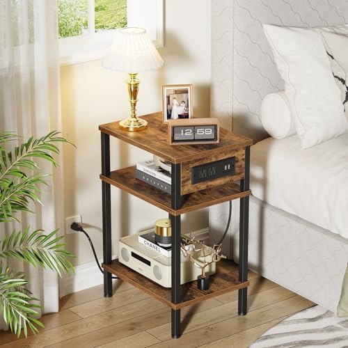 Creso hom Side Table with Charging Station, End Tables Living Room - Image 2