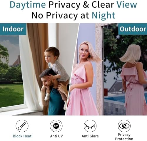 JAYONG One Way Window Privacy Film with Tools, Black, 17.5'' x 196.8'' - Image 3