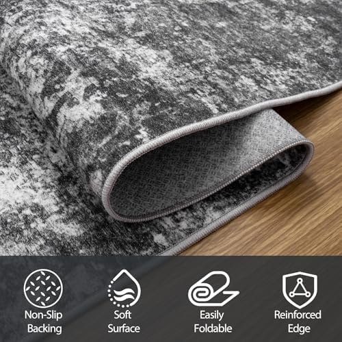 8x10 Area Rugs for Living Room Washable Bedroom Dining Room Black Grey - Image 3