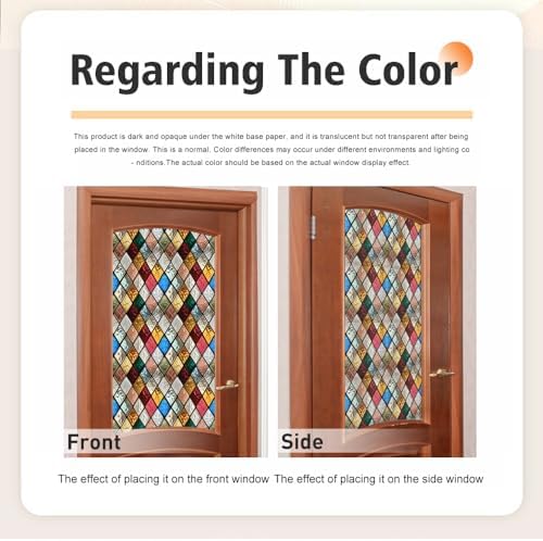 Window UV Protection Rainbow Privacy Film:Non-Adhesive Static Cling Decorative Window Film with Installation Tools,Stained Glass Window Film for Kitchen,Bathroom,and Shower Doors,16.9 x 78.7 inches. - Image 3