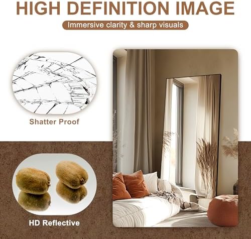 Delma Full Length Mirror with Stand, 70x35 Black Floor Mirror - Image 3