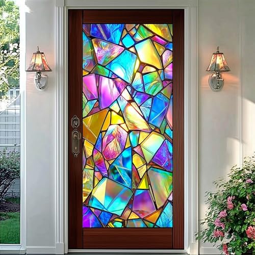 BlissYard Colorful Geometry Privacy Window Film 17.7x39.3 Inch PVC - Image 6