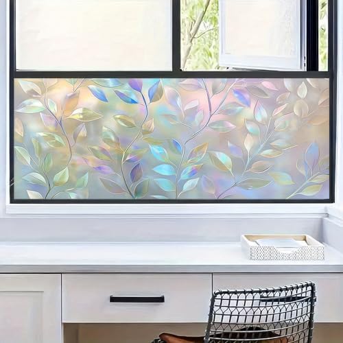 BlissYard Rainbow Flower Decorative Window Film 39.3x17.7 Inch PVC by BlissYard