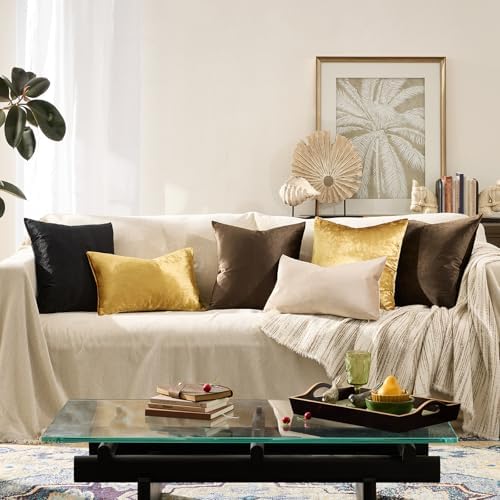 GIGIZAZA Brown Velvet Pillow Covers 12x20 Decorative Pillows Pack of 2 - Image 6