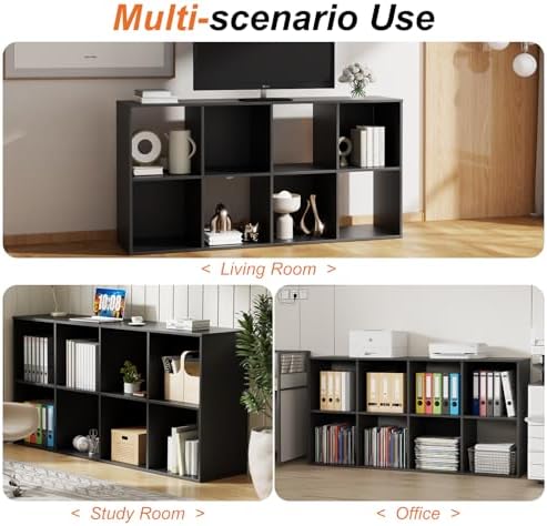 Sweetscripe Modern Cube Bookcase, Open Storage Shelf for Home Office, Black - Image 6