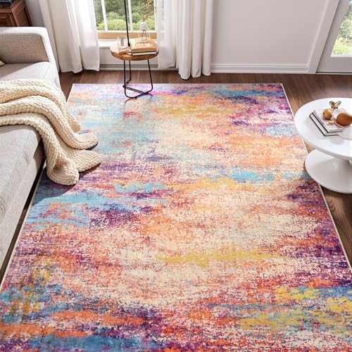 Modern Abstract 3x5 Rug, Non Slip Entryway Rug, Soft Machine Washable Rugs by Enqinar