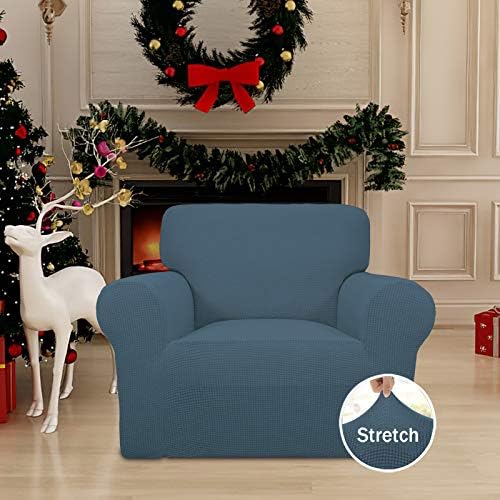 Easy-Going Stretch Chair Slipcover with Arm Washable Bluestone - Image 2
