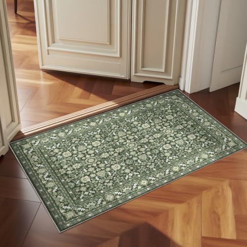 OPPODREAM Vintage Dark Green Area Rugs 2x3, Washable Rug for Living Room by OPPODREAM