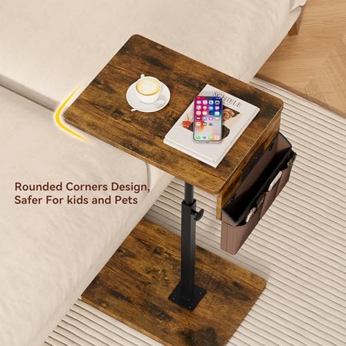 Vagusicc Sofa Armrest Tray Table for Couch - 360° Swivel Height Adjustable Side Table for Small Spaces, Snack Side Table for Bed or Chair, C Shaped End Table Snack Table for Eating Dinner Laptop - Image 3