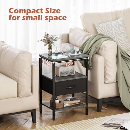 SUPERJARE Nightstand Set of 2 with Charging Station, USB-C Port, End Tables - Image 6