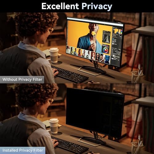 [2-Pack] 25 Inch Computer Privacy Screen Filter for 16:9 Widescreen Monitor, Removable Eye Protection Anti Glare Blue Light Filter Privacy Shield, Anti Scratch Anti Spy Screen Protector Film 25 In - Image 2