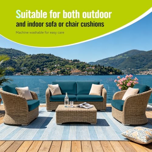 8Pcs Outdoor Cushion Covers, Stretch Patio Furniture Couch Chair Slipcovers - Image 4