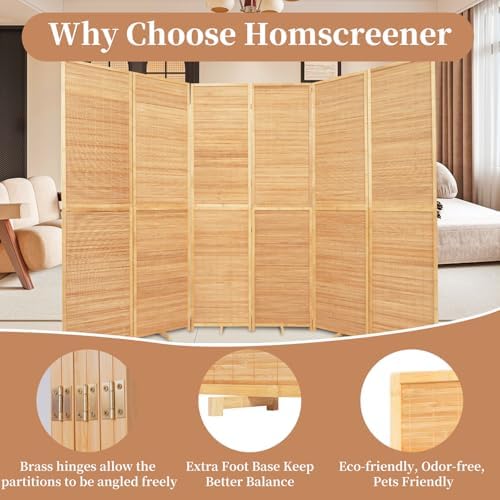 Room Divider Folding Privacy Screens,Hand-Made Natural Bamboo Room Dividers - Image 3