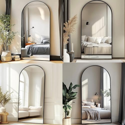 76''x34'' Arched Floor Mirror, Full Body Mirror with Stand, Modern & Contemporary Design, Aluminum Alloy Frame (Black) - Image 6